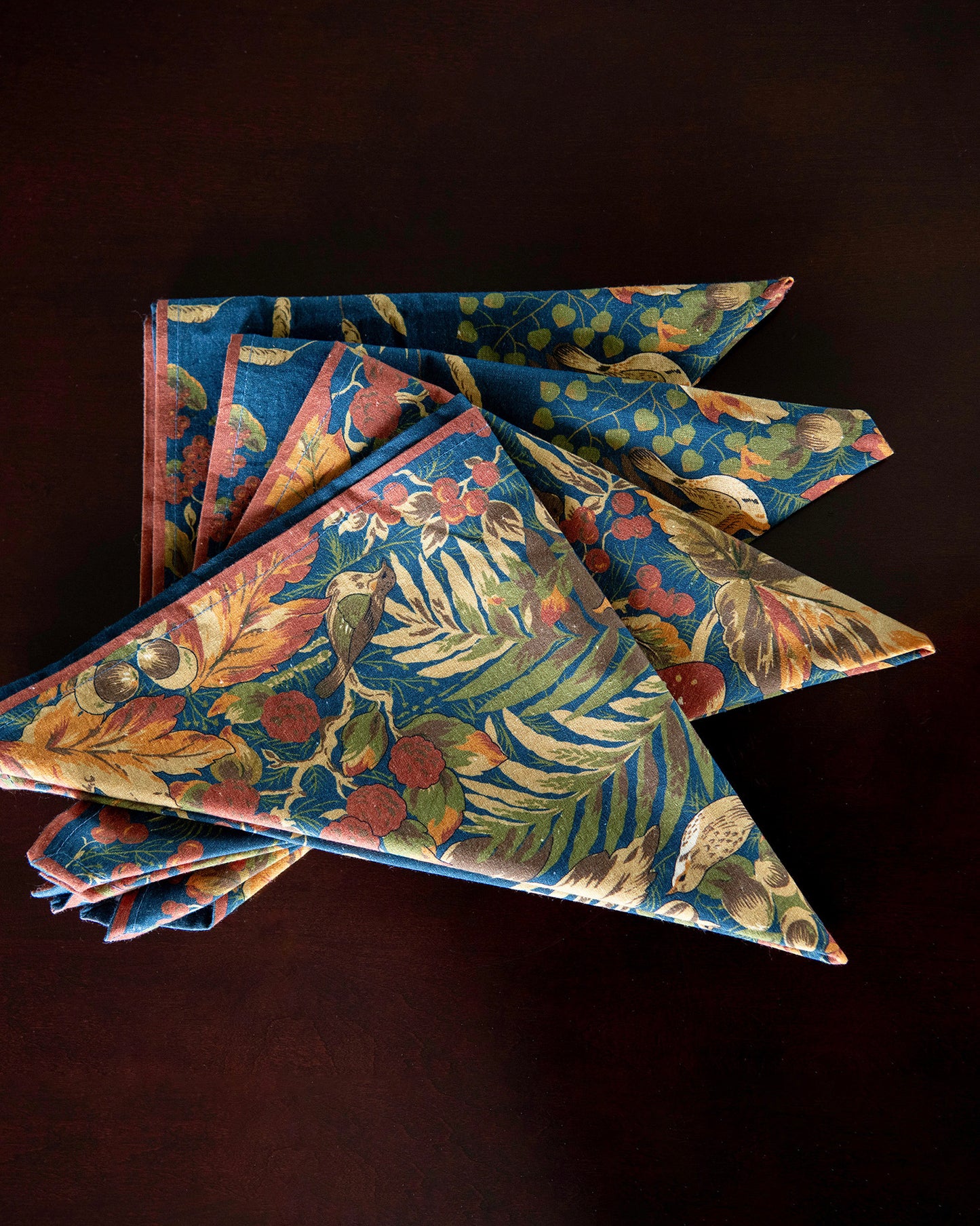 Harvest Floral Napkins in Navy, Set of 4