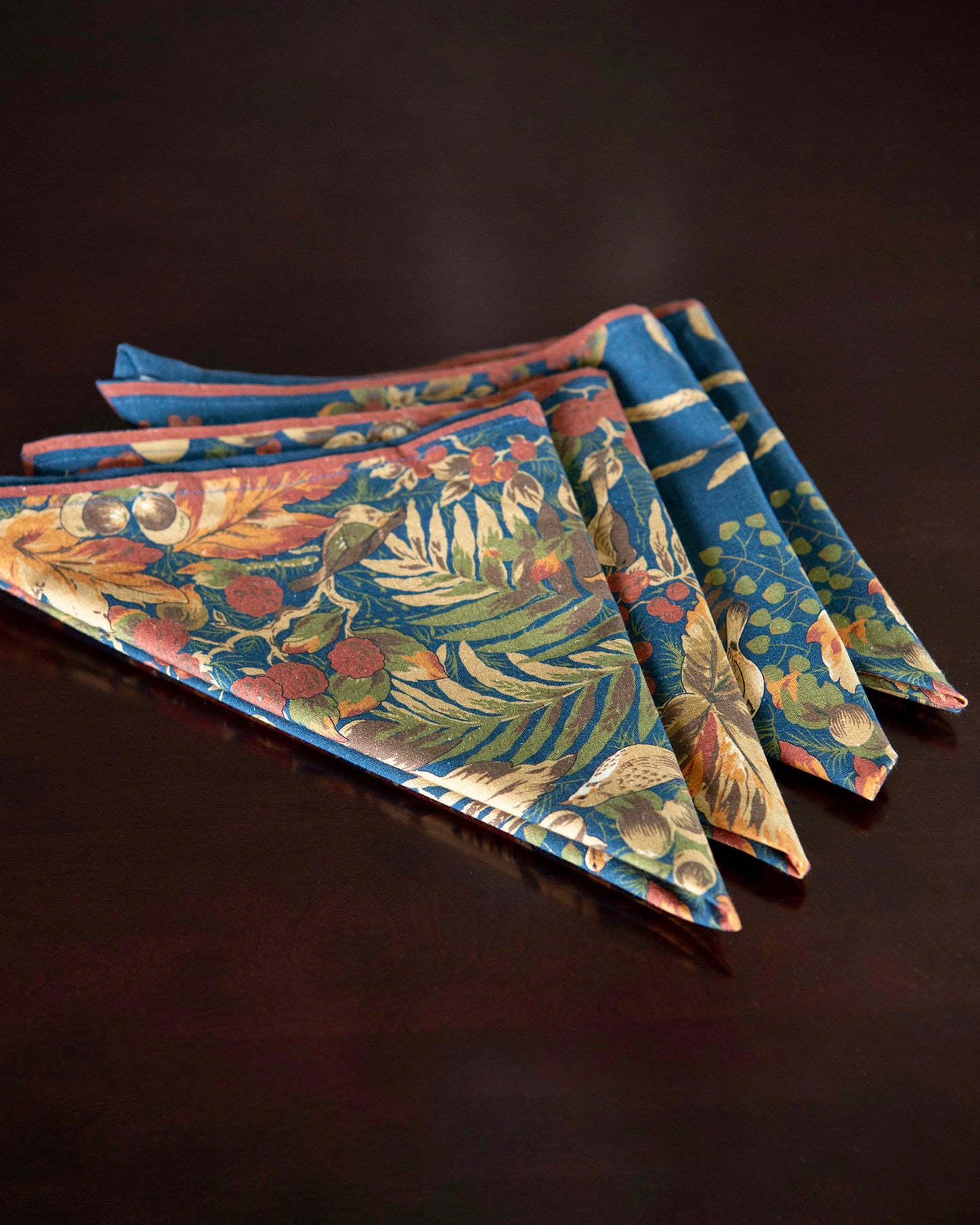 Harvest Floral Napkins in Navy, Set of 4