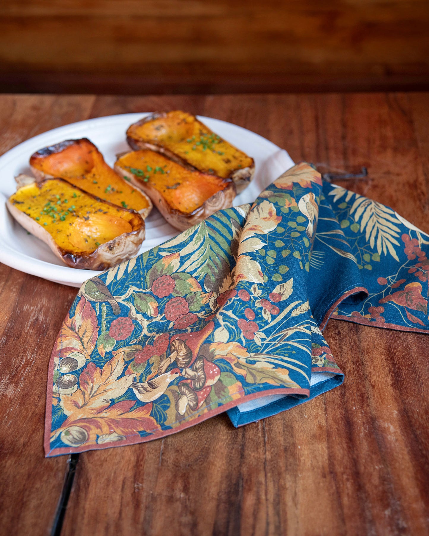 Harvest Floral Napkins in Navy, Set of 4