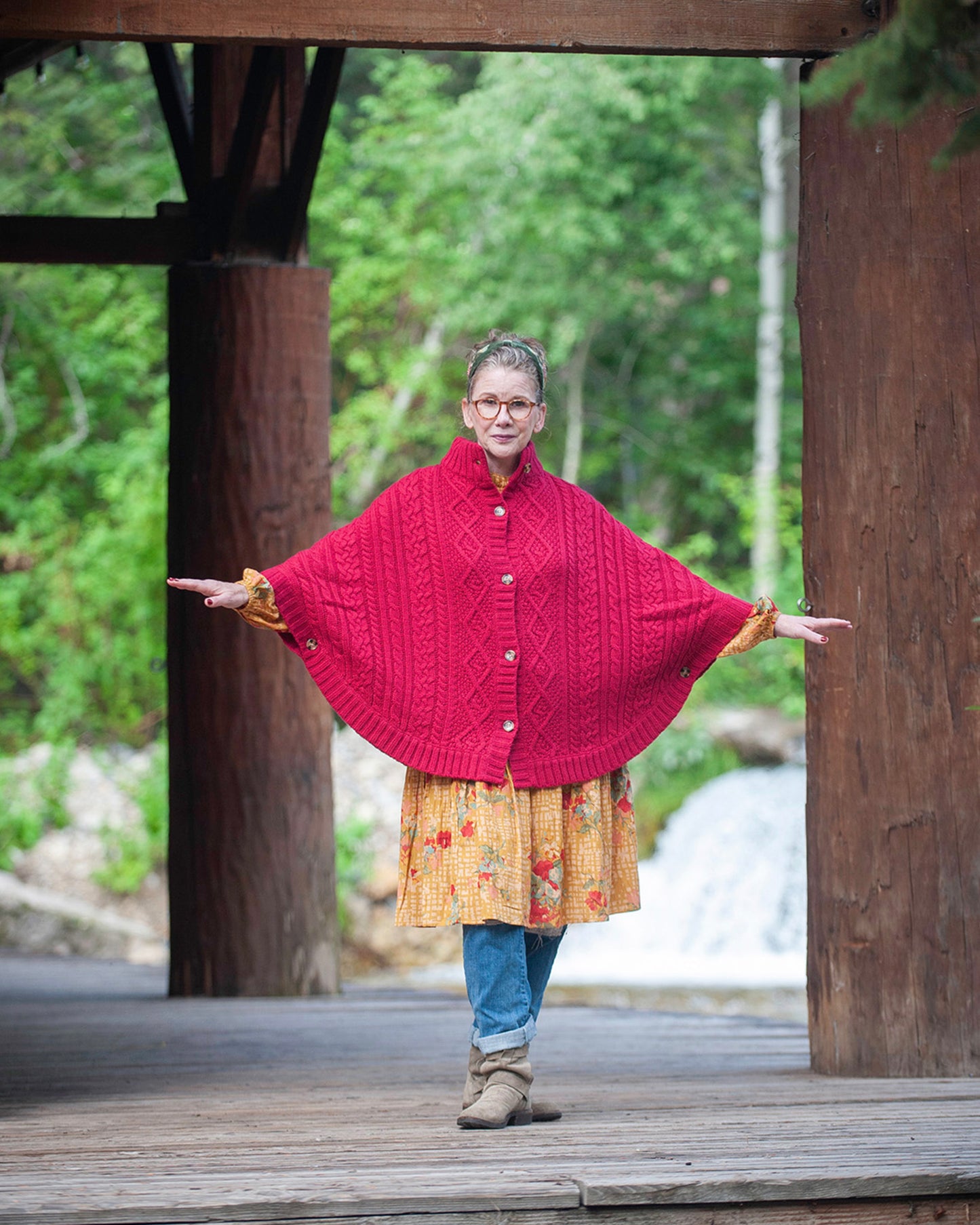 Woodland Cape in Crimson