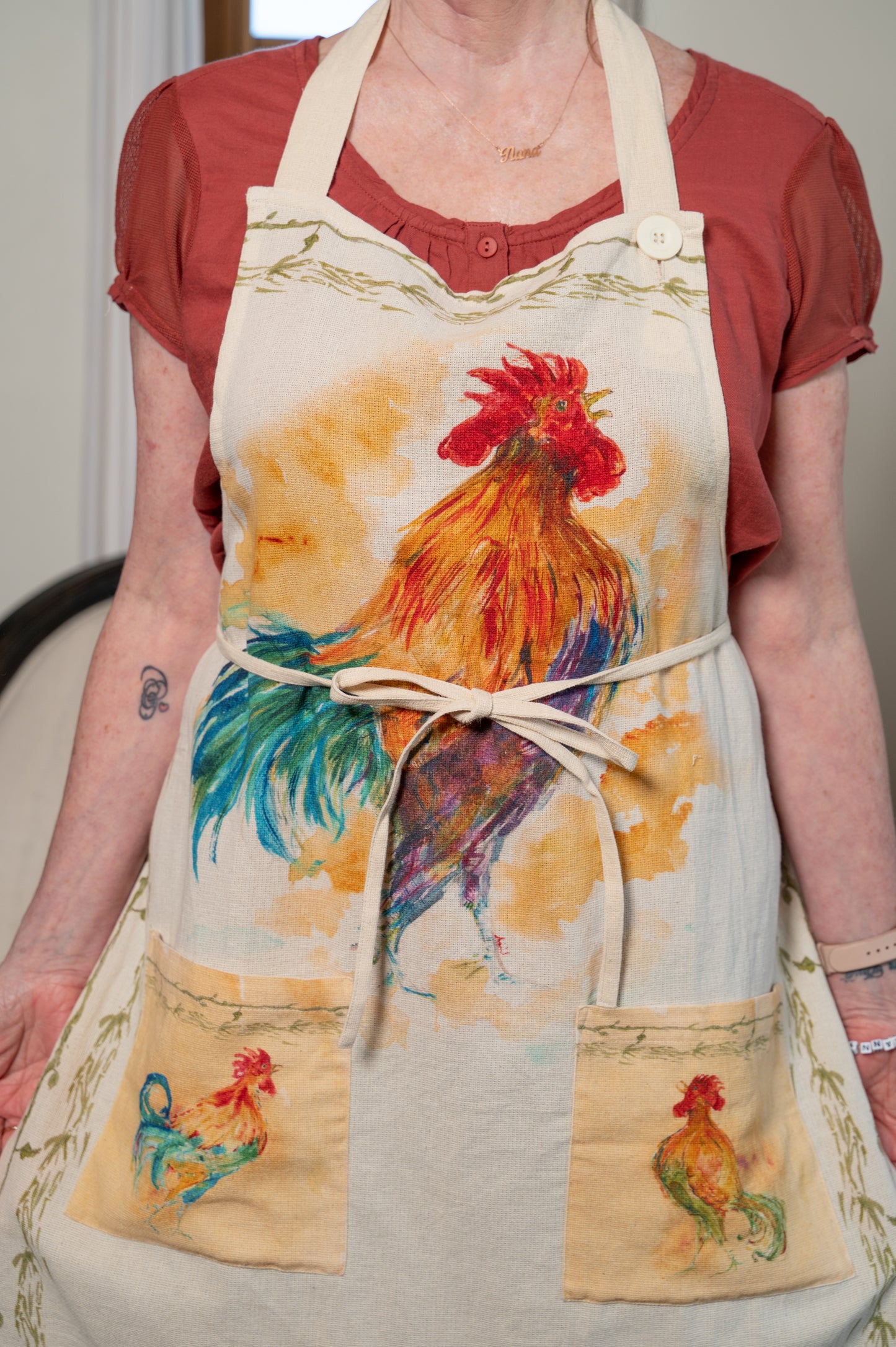 Rooster Watercolor Chef Apron