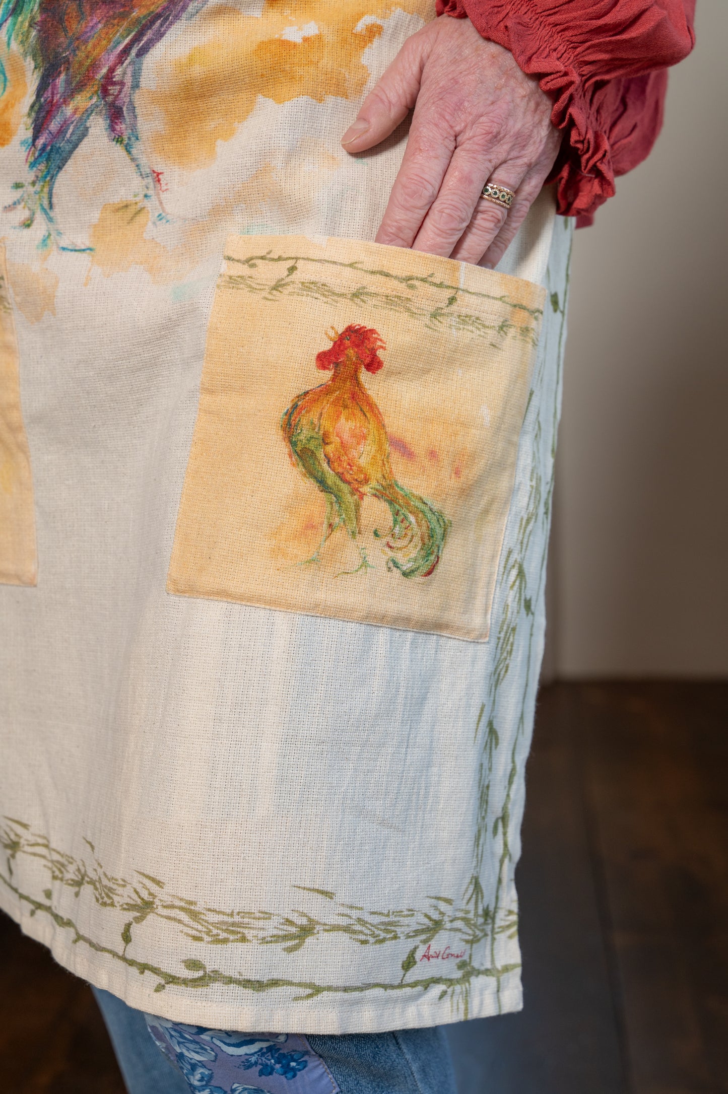 Rooster Watercolor Chef Apron