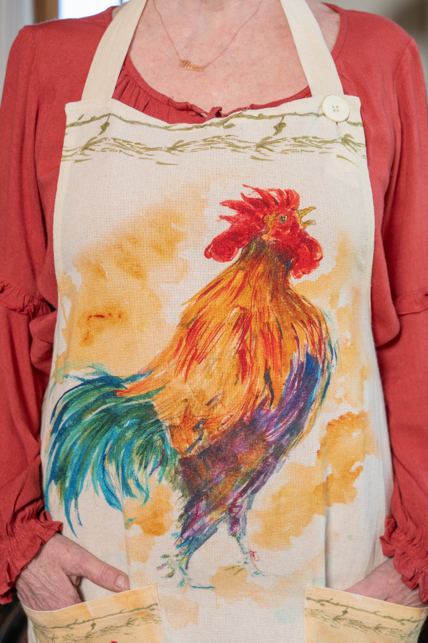 Rooster Watercolor Chef Apron