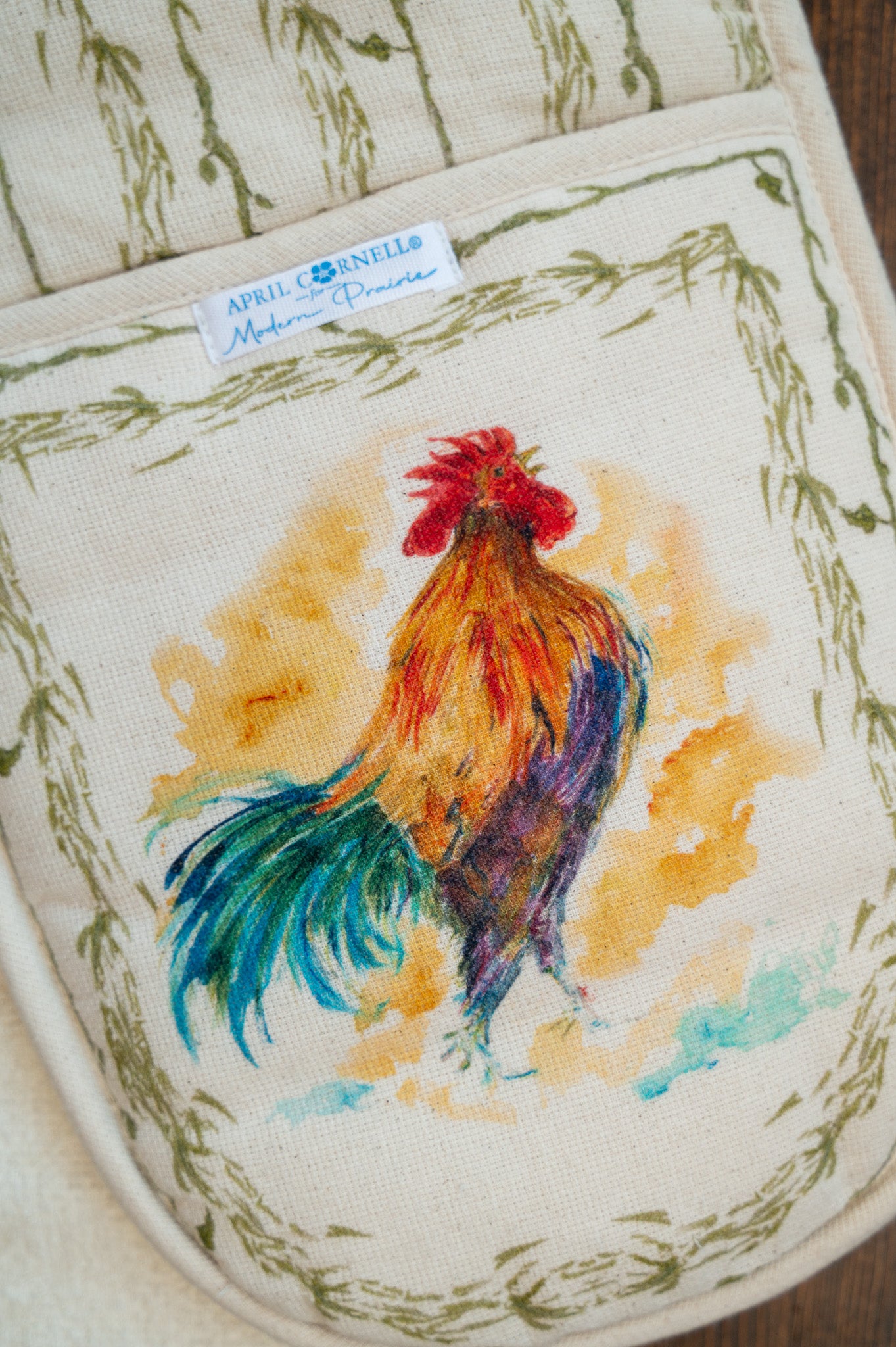 Rooster Watercolor Double Pot Mitt