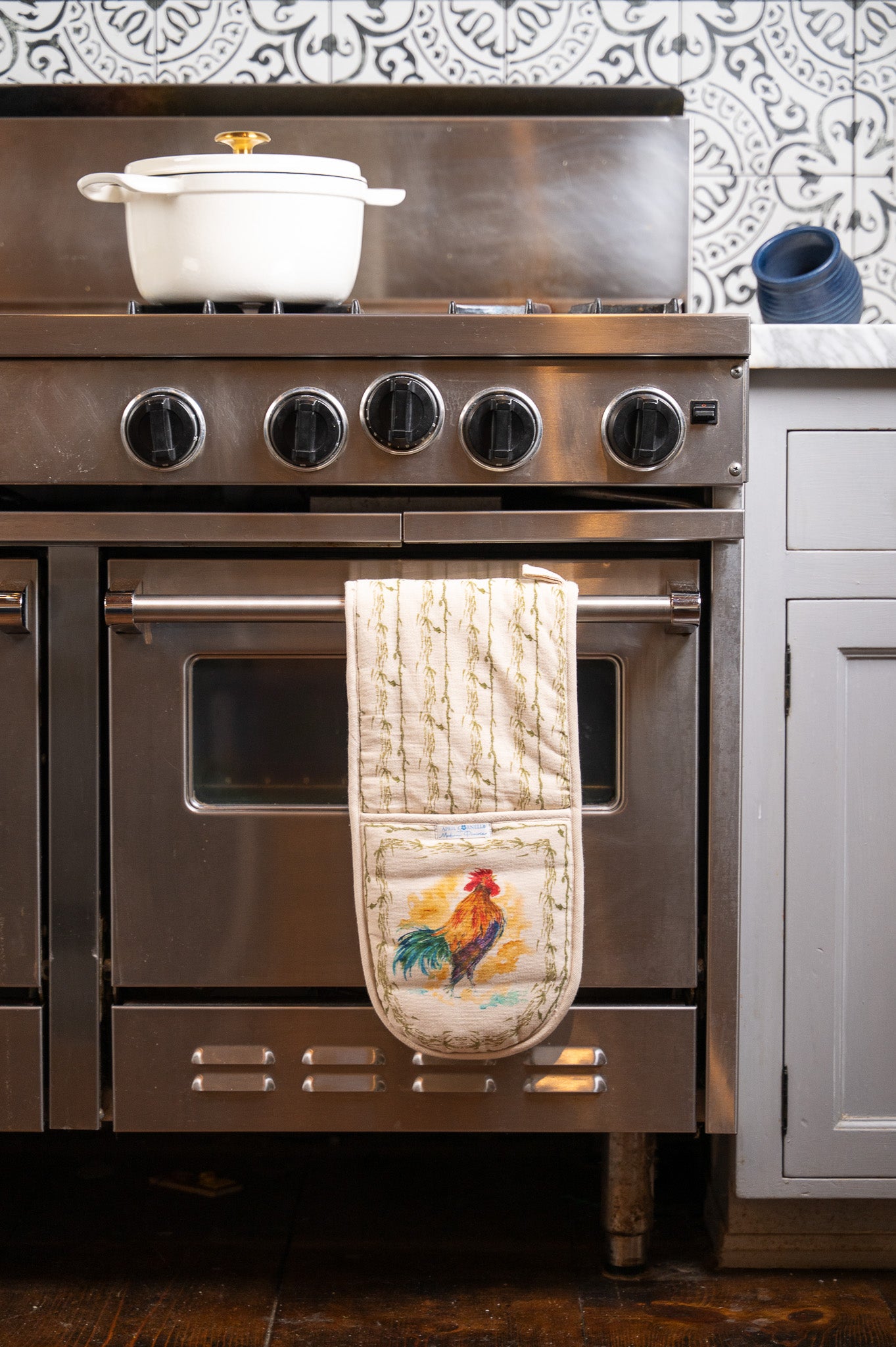 Rooster Watercolor Double Pot Mitt