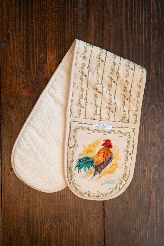 Rooster Watercolor Double Pot Mitt