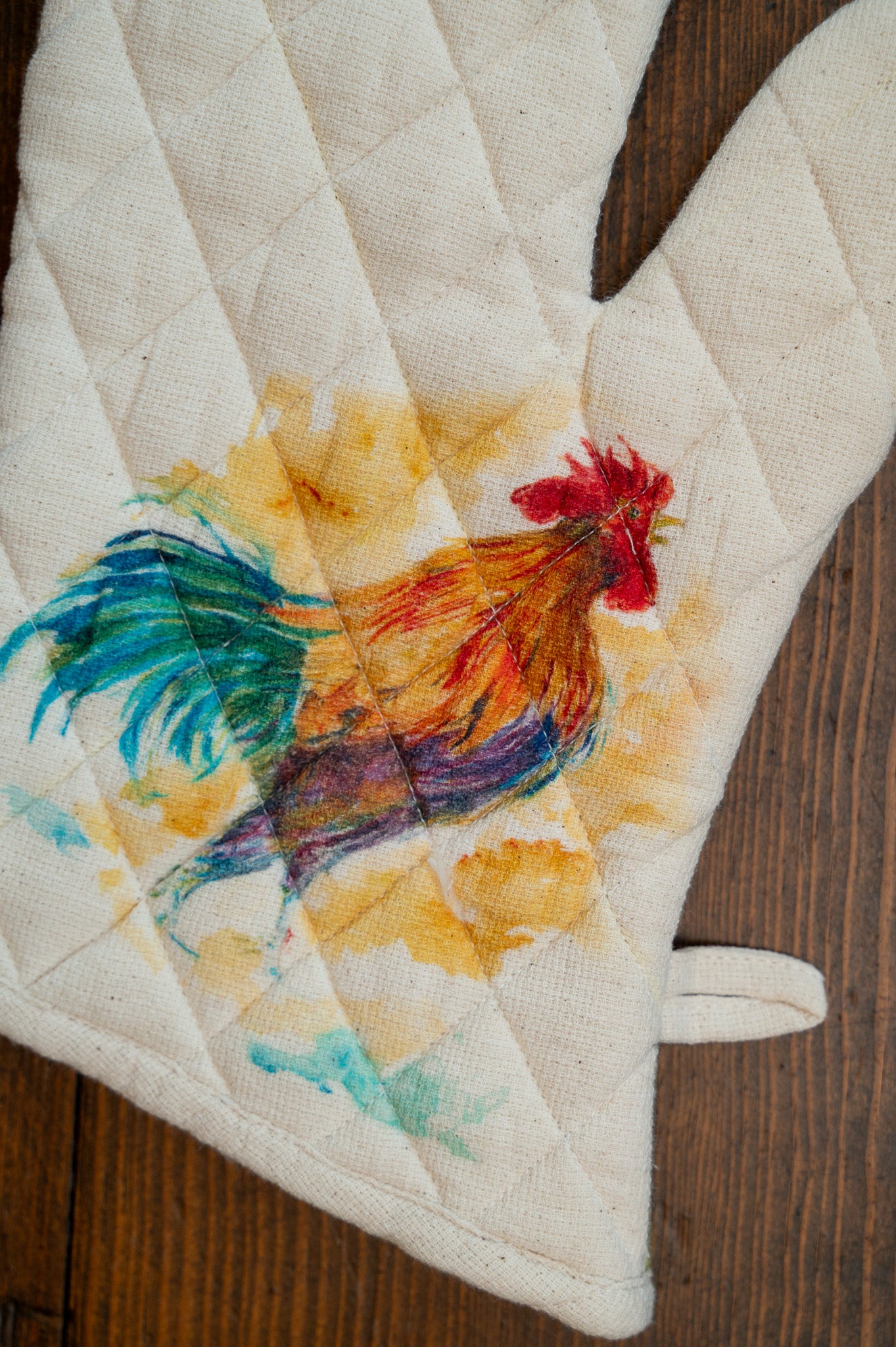 Rooster Watercolor Oven Mitt, Set of 2
