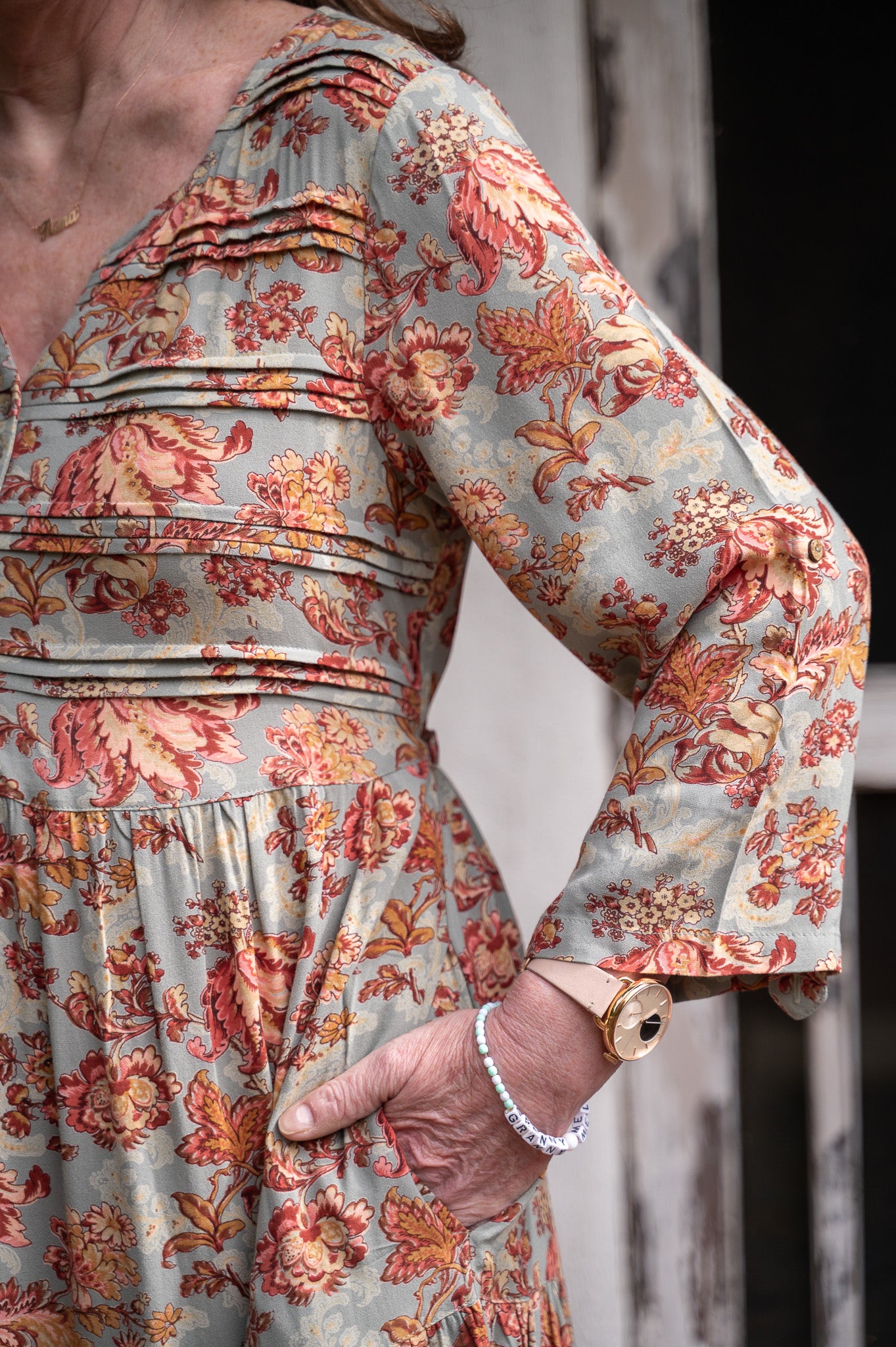 Rose Friendship Dress in Autumn Floral