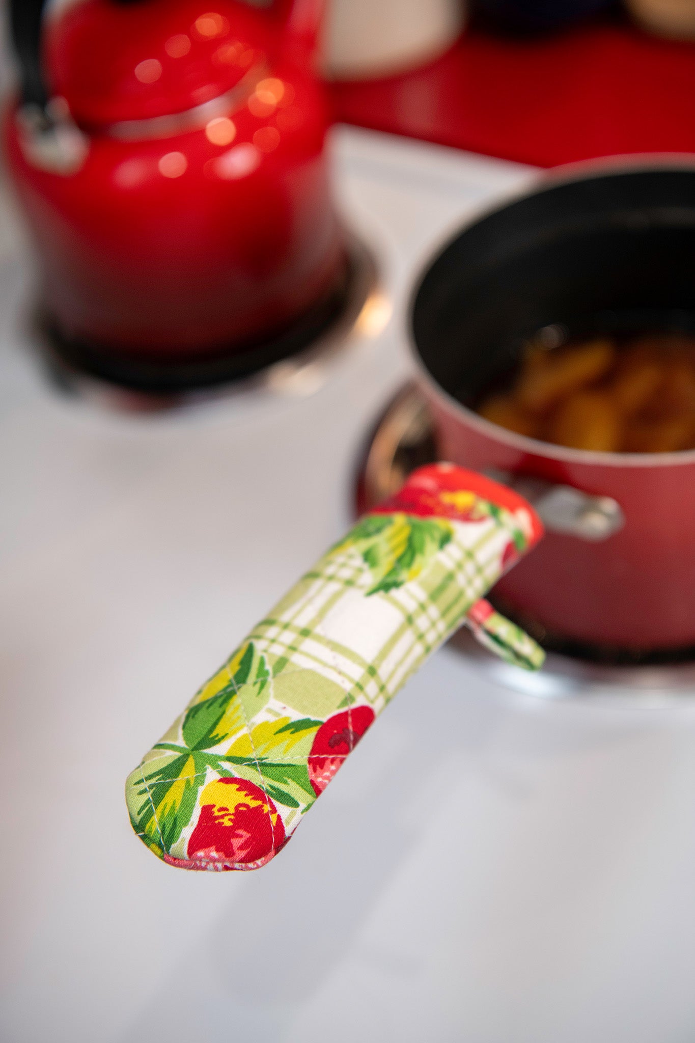 Strawberry Patchwork Skillet Handle Covers, Set of 4