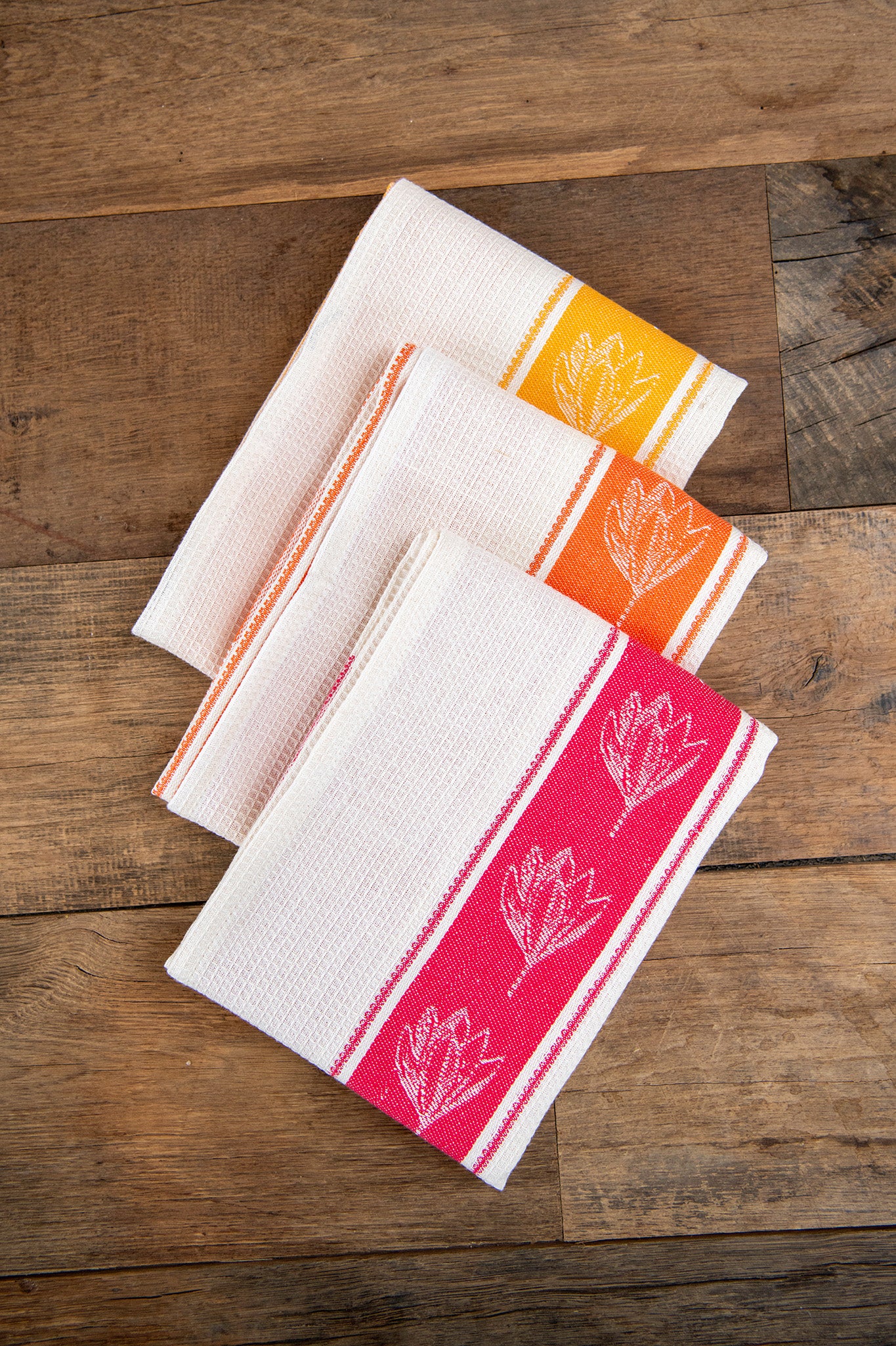 Flower Jacquard Tea Towels, Set of 3