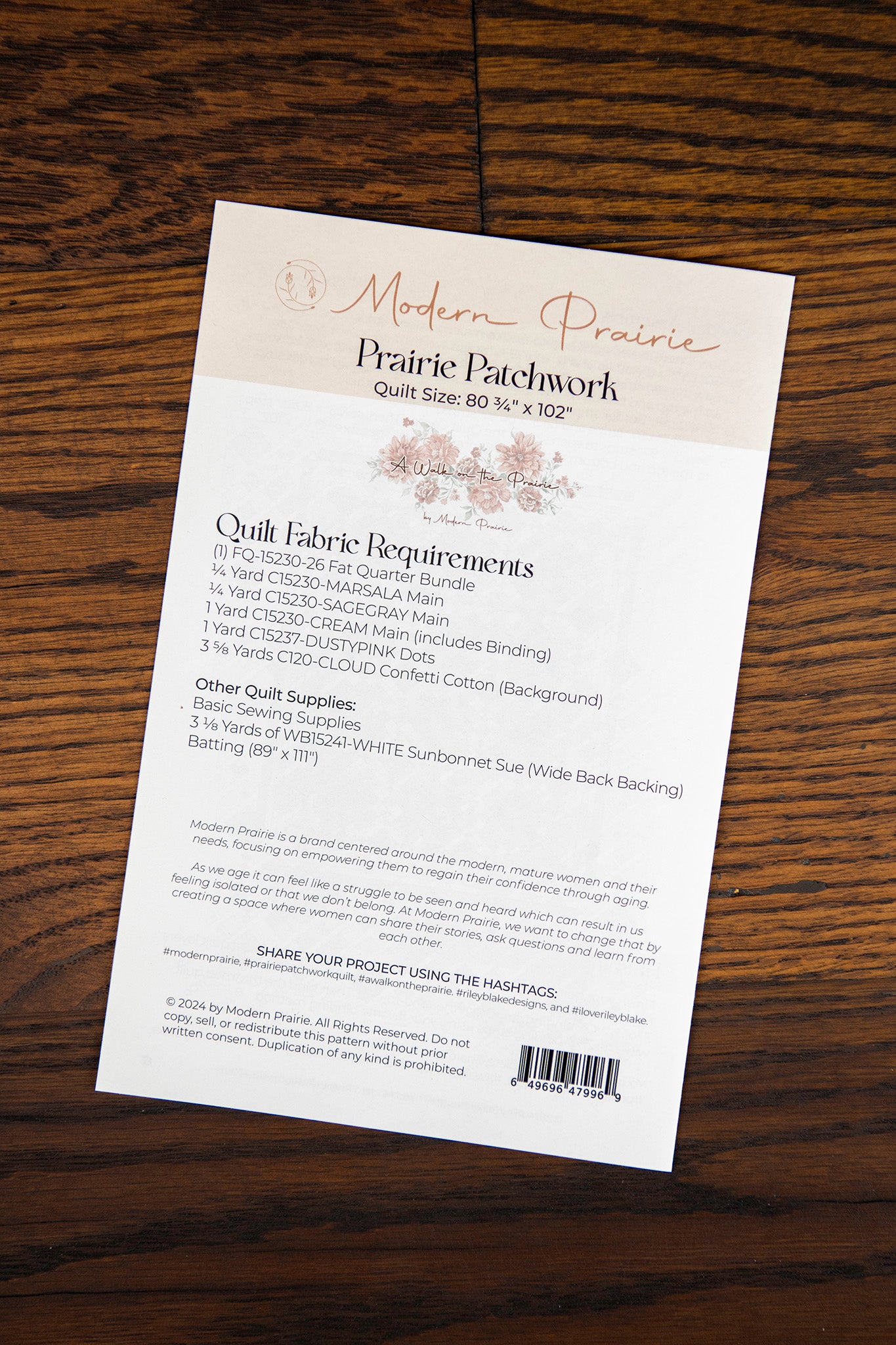 Prairie Patchwork Instructional Guide (Digital Edition)