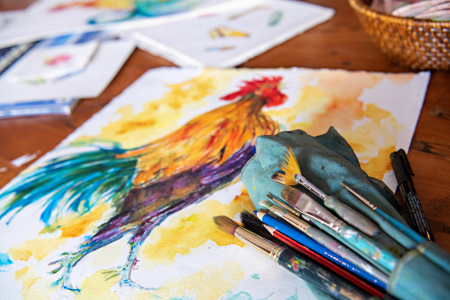 Painterly Rooster Tablecloth