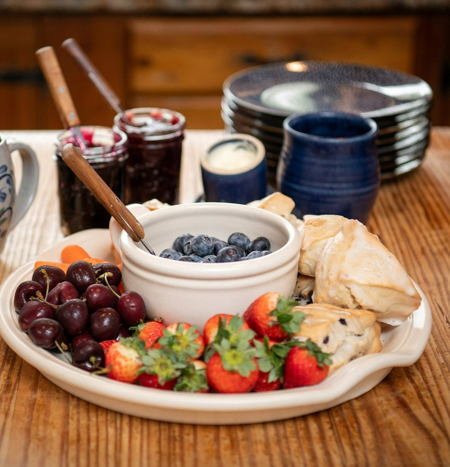 Prairie Linen Ceramic Handled Serving Platter