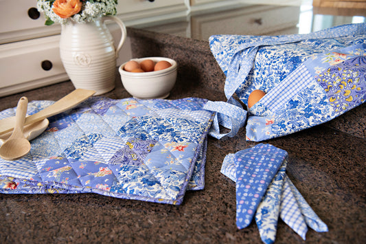 Prairie Patchwork Quilted Placemats in Blue, Set of 2