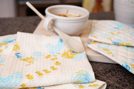 Barnyard Rooster Honeycomb Towels, Set of 2