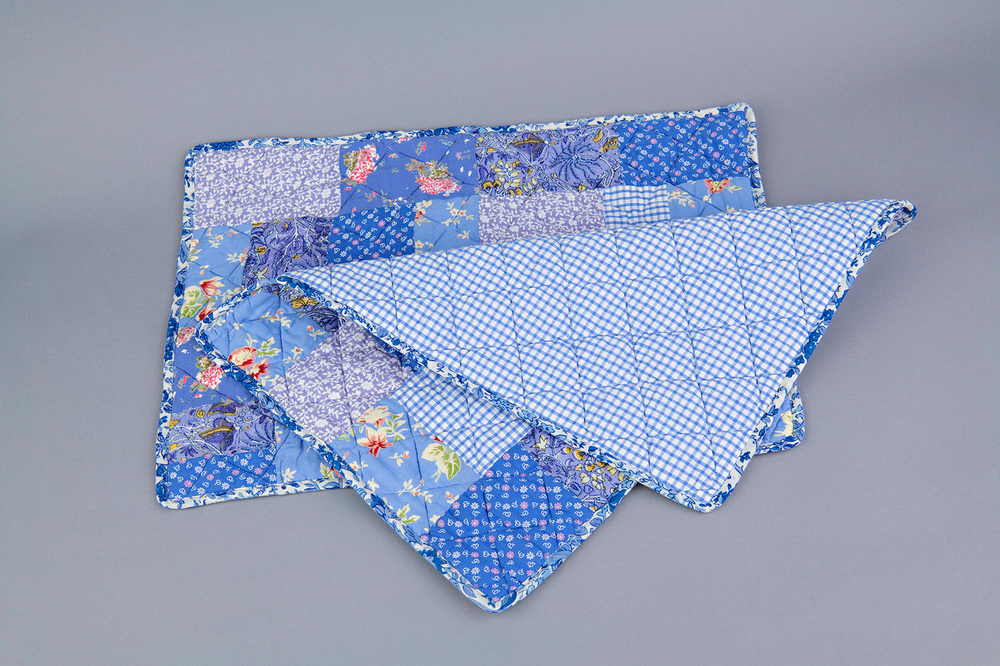 Prairie Patchwork Quilted Placemats in Blue, Set of 2