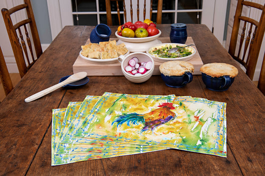 Painterly Rooster Placemats, Set of 4