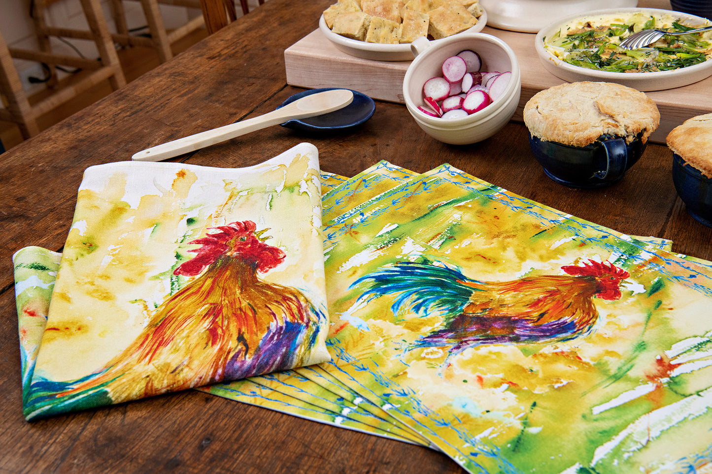 Painterly Rooster Placemats, Set of 4