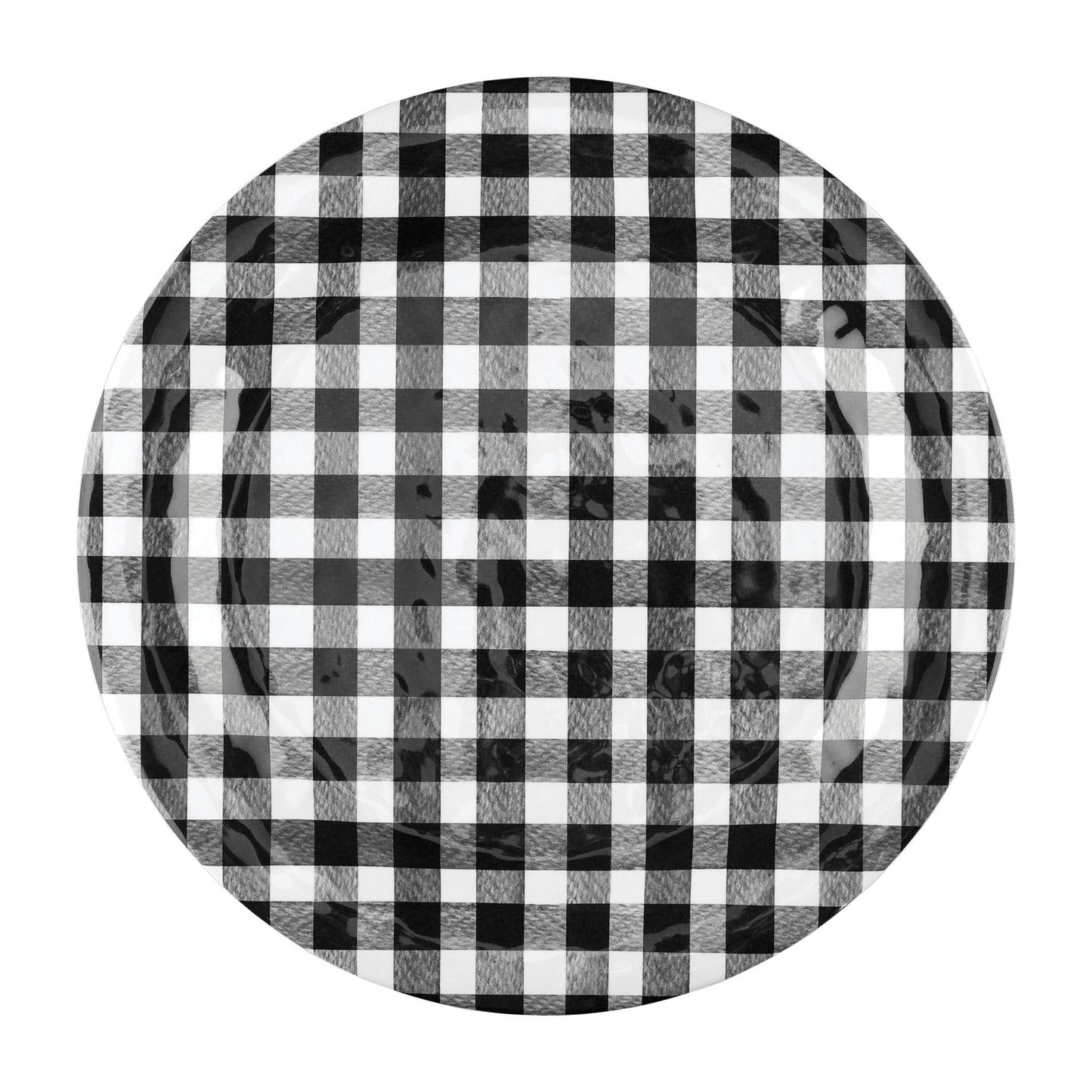 Black Gingham Melamine 11″ Plates, Sold As A Set Of 6