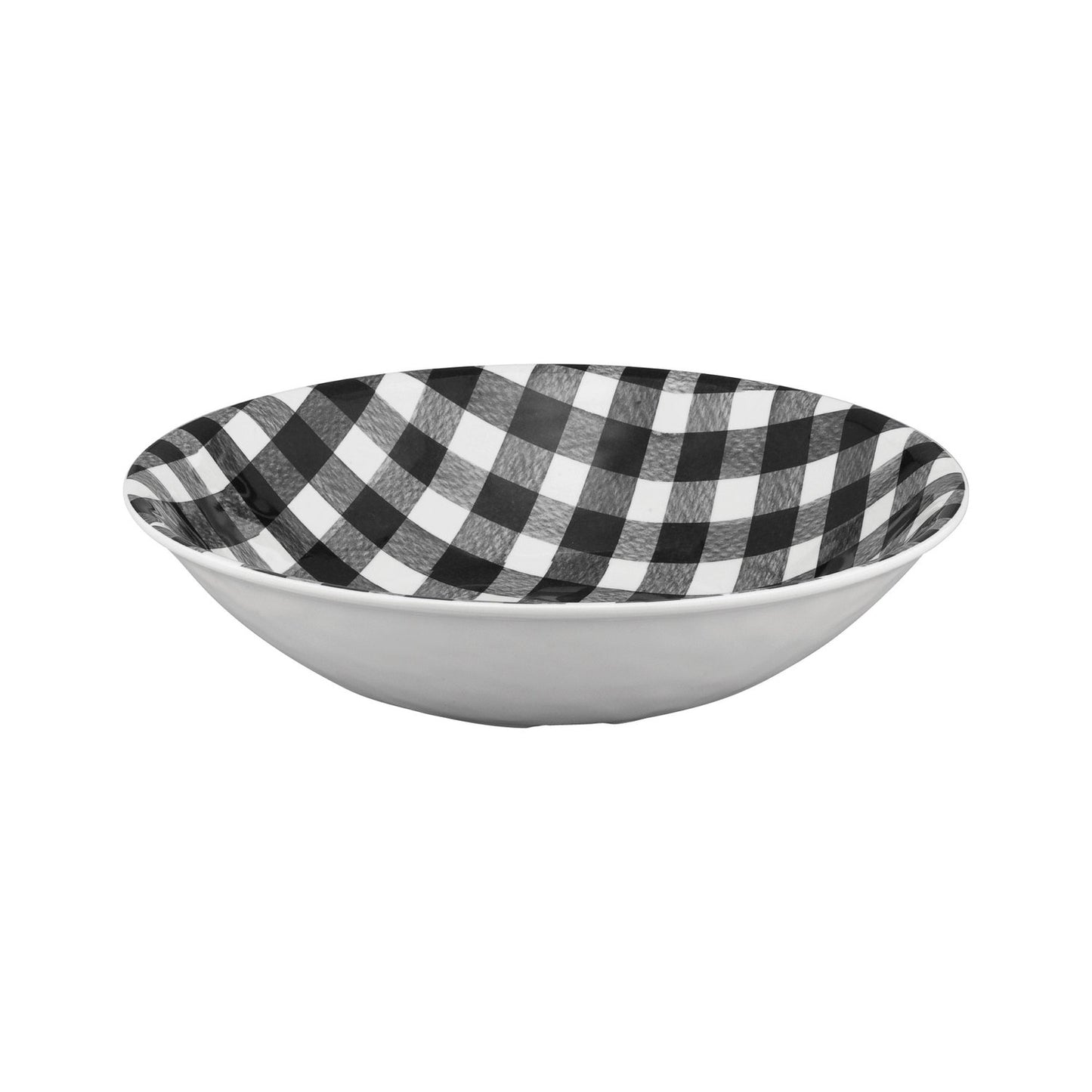 Black Gingham Melamine 8" Bowls, Set of 6