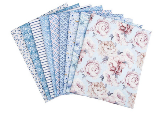Daybreak on the Prairie 1 Yard Bundle Blue, 9 Pcs.