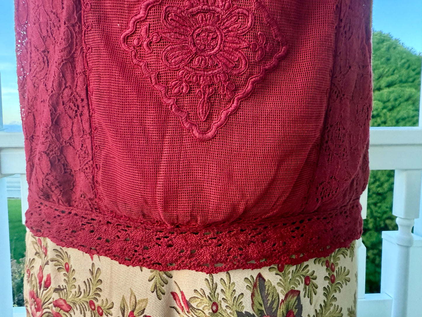 High Society Lace Blouse in Red