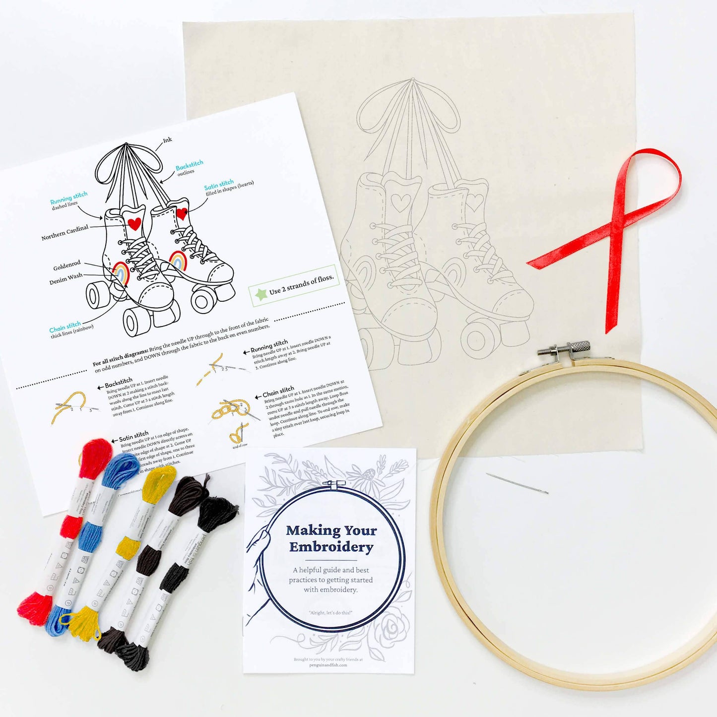 Just Roll with It, Roller Skate 8" Embroidery Kit