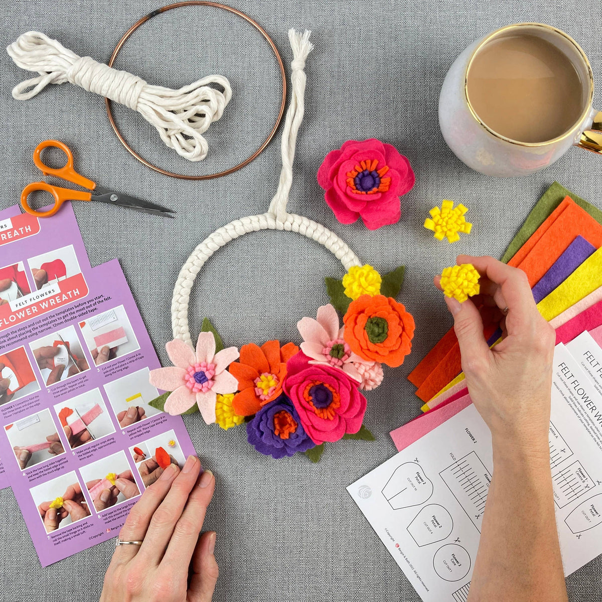 Felt Flower & Macrame Kit in Spring Wreath - Modern Prairie Inc.