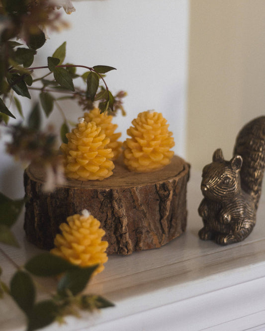 Small Pinecone Beeswax Candle