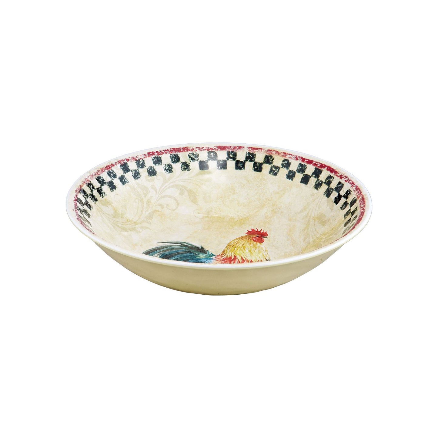 Country Rooster Melamine 8" Bowls, Set of 6