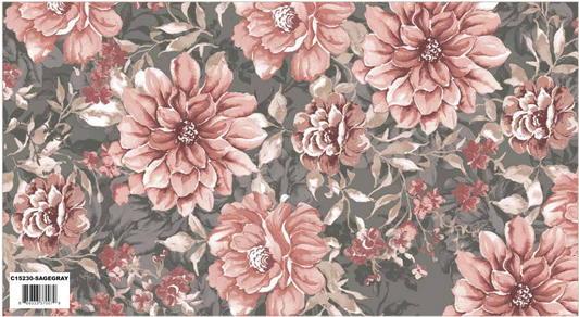 A Walk on the Prairie Sage Gray Main Floral, Fabric by the Yard