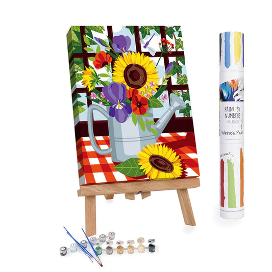 Flowers In A Watering Can Paint-By-Numbers Kit