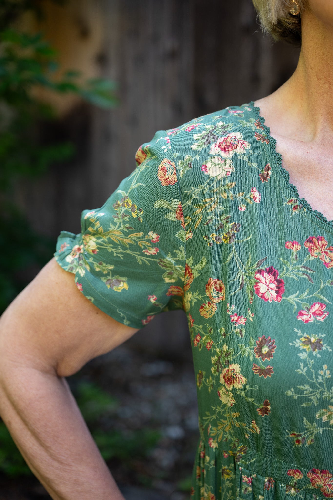 The Allison Fancy Flounce Dress in Fern & Flower