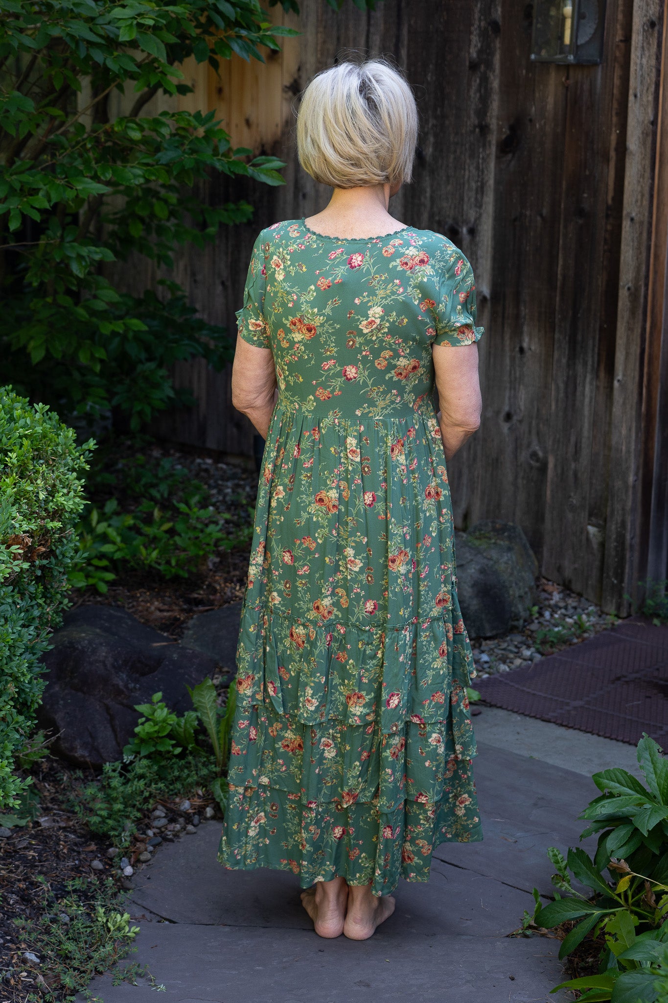 The Allison Fancy Flounce Dress in Fern & Flower