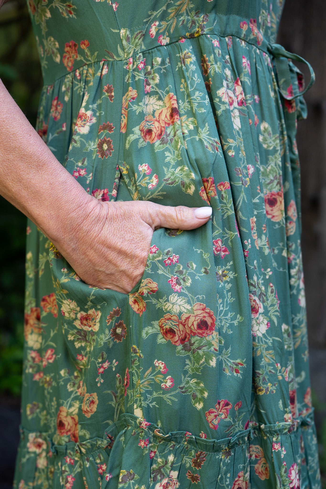 The Allison Fancy Flounce Dress in Fern & Flower