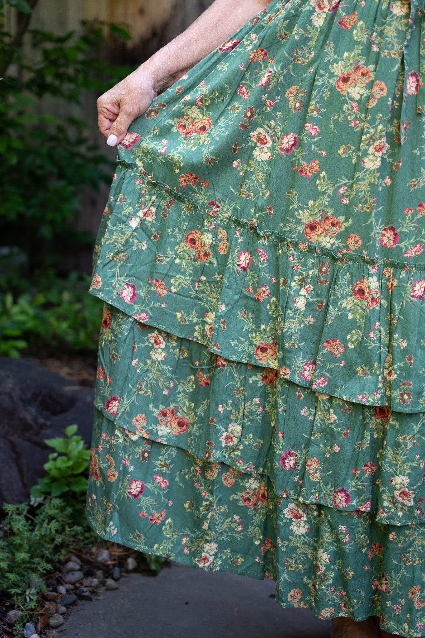 The Allison Fancy Flounce Dress in Fern & Flower