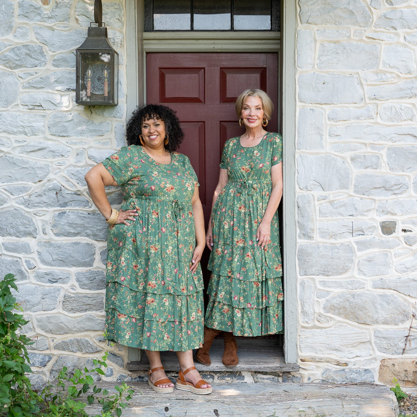 The Allison Fancy Flounce Dress in Fern & Flower