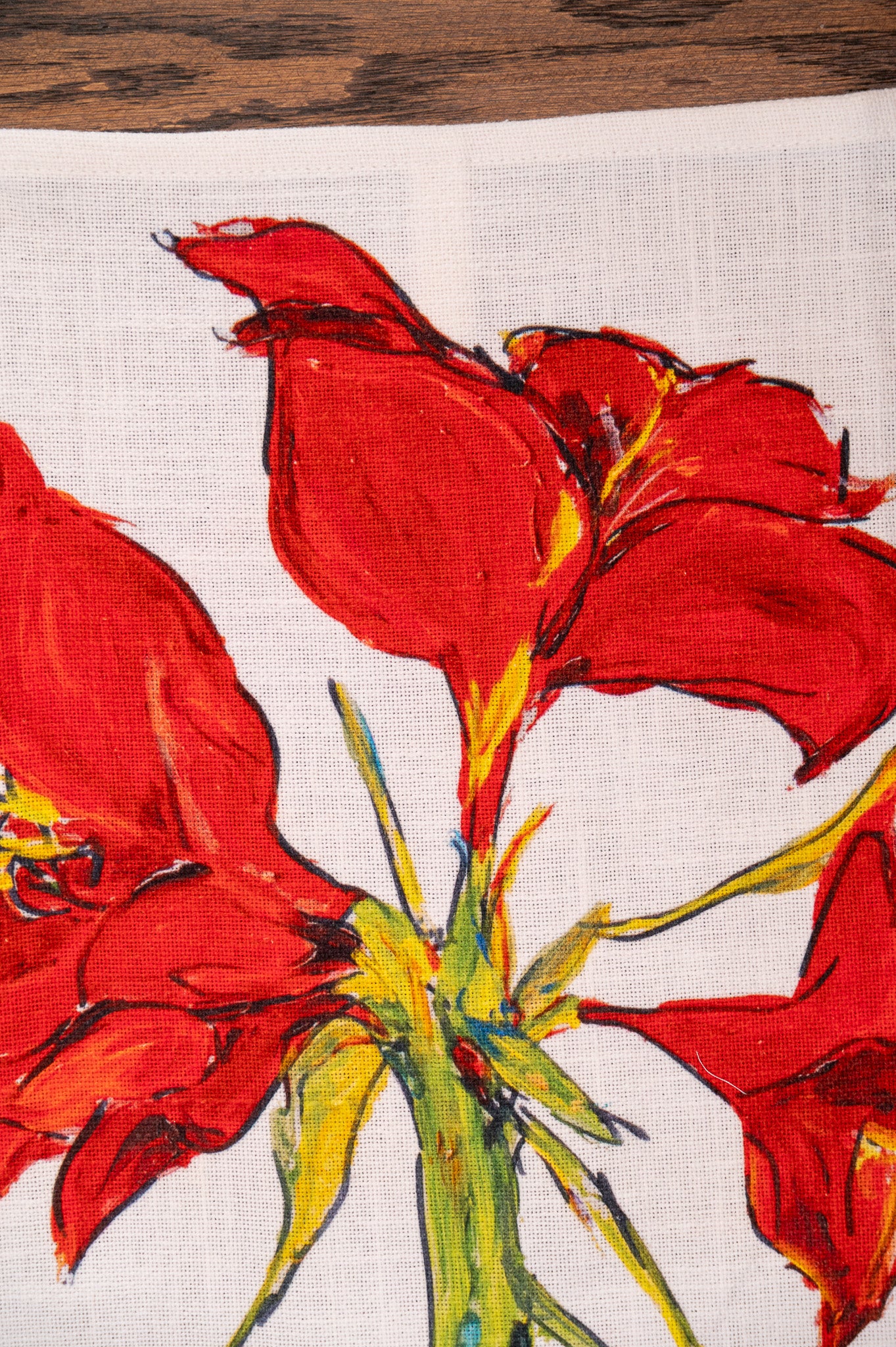 Amaryllis Watercolor Tea Towel