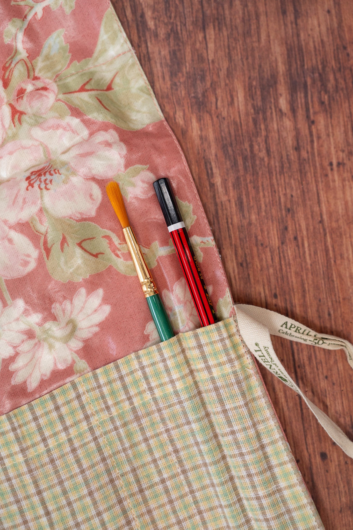 Apple Blossom Oil Cloth Paint Brush Wrap