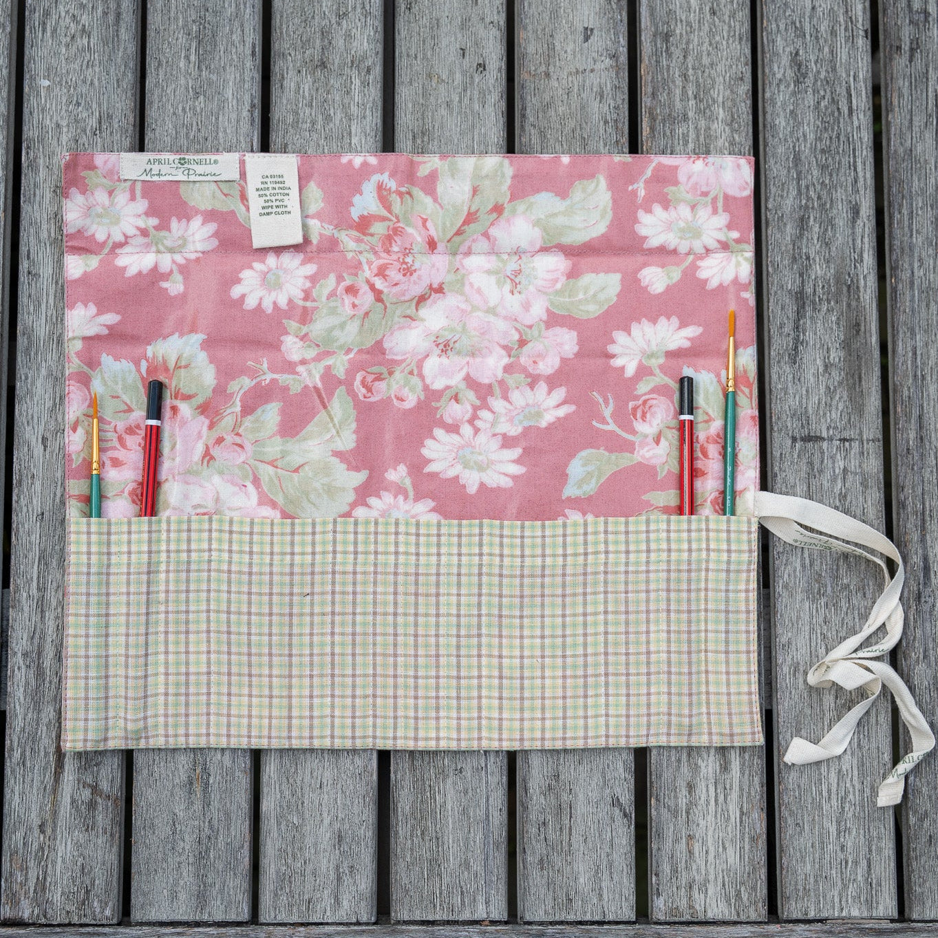 Apple Blossom Oil Cloth Paint Brush Wrap