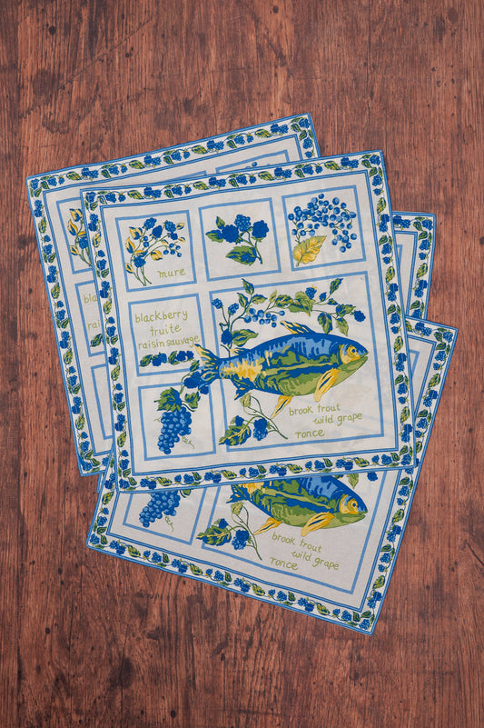 Blackberry Trout Luncheon Napkins, Set of 4
