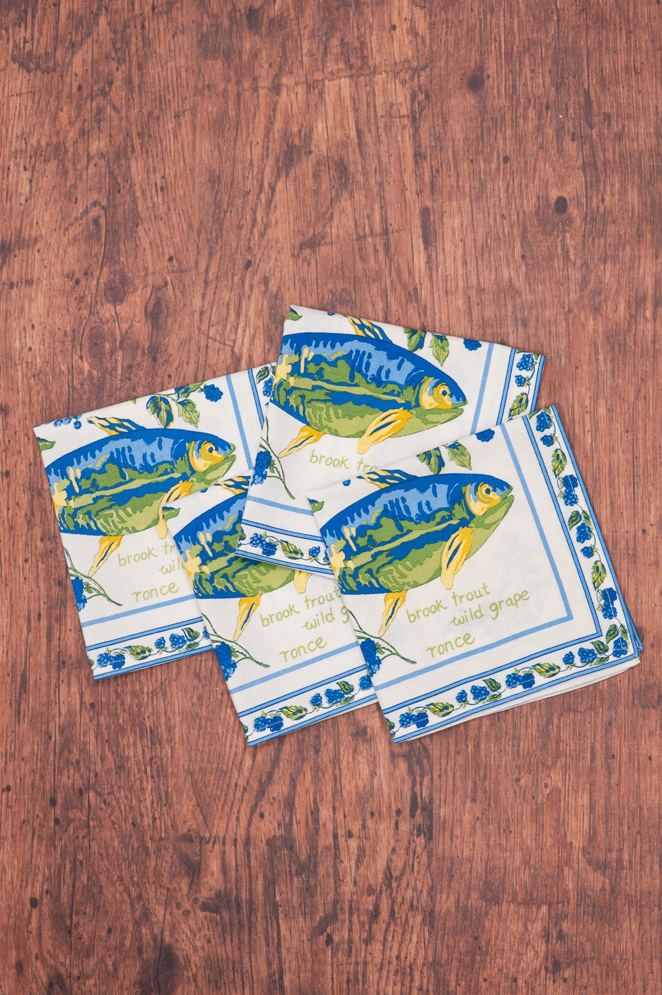 Blackberry Trout Luncheon Napkins, Set of 4