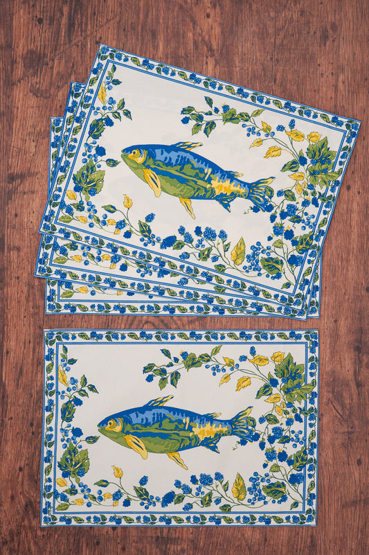 Blackberry Trout Canvas Placemats, Set of 4