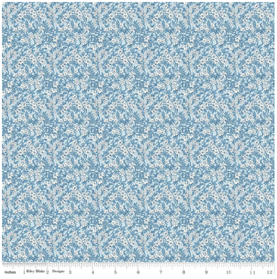 Daybreak on the Prairie Blue Spring Floral, Fabric by the Yard