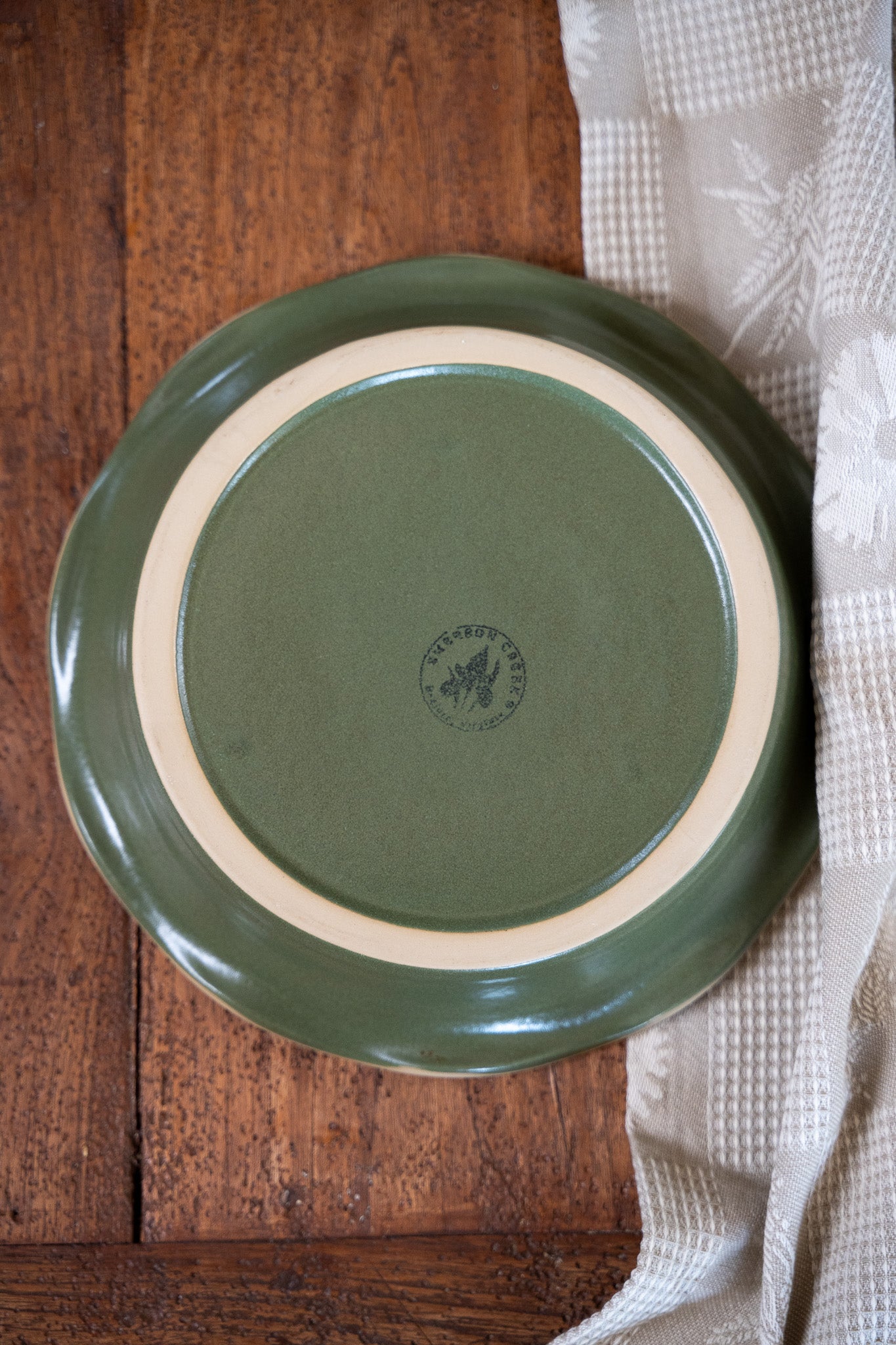 The Brookline Frilly Pie Plate in Moss