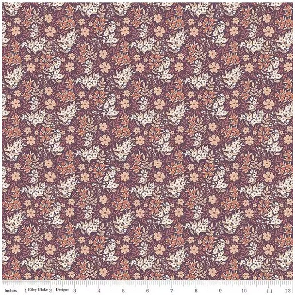Evening on the Prairie Ditsy Floral Purple, Fabric by the Yard