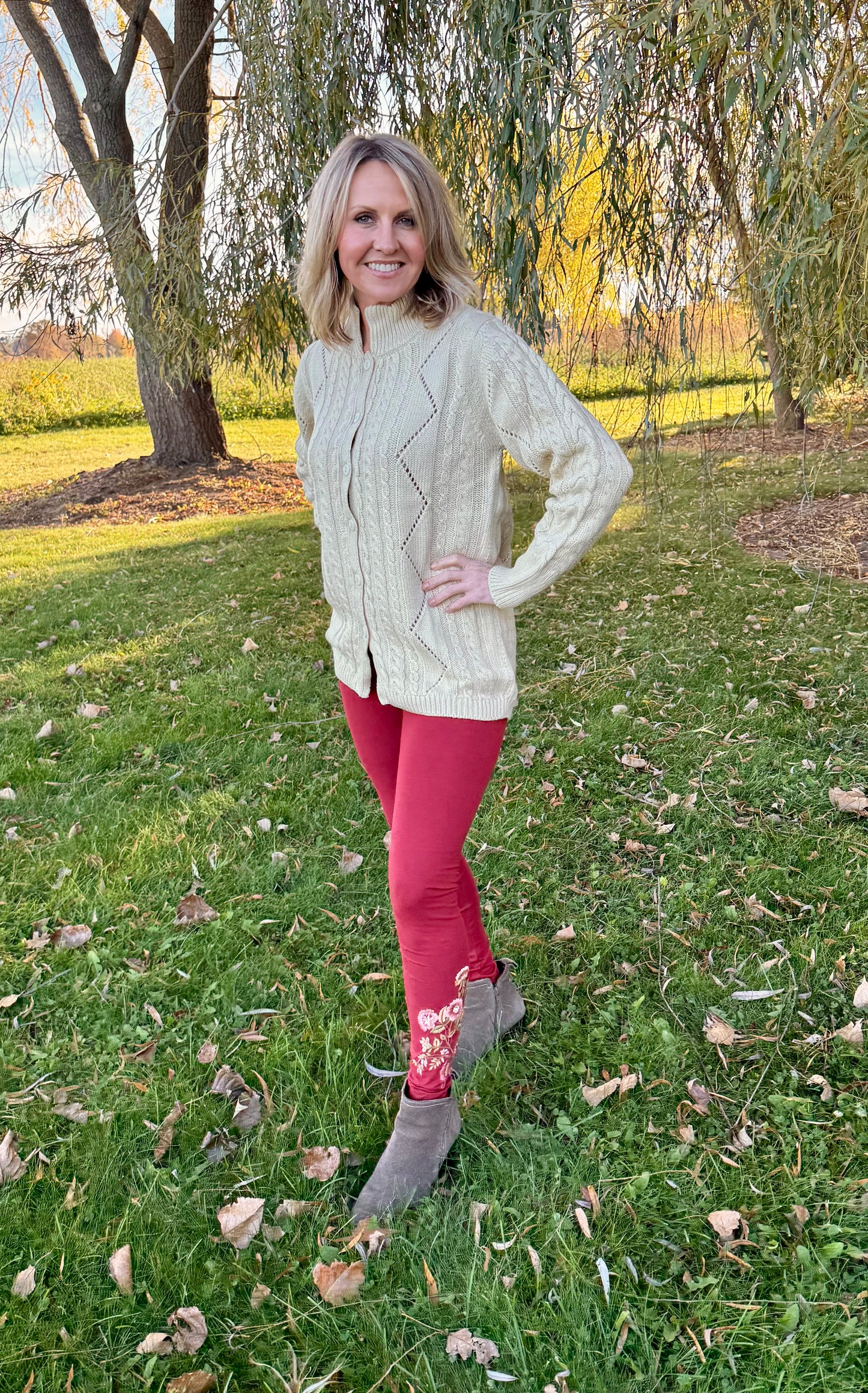 Tapestry Legging in Dark Country Red