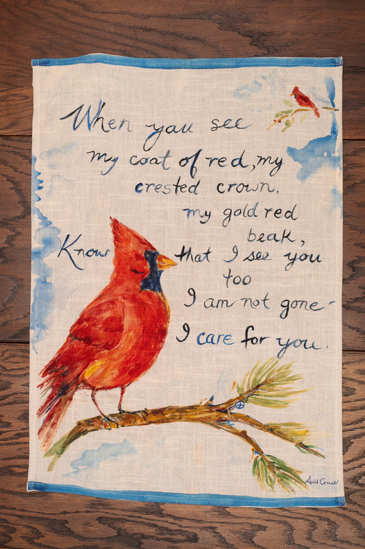 Cardinal Watercolor Tea Towel