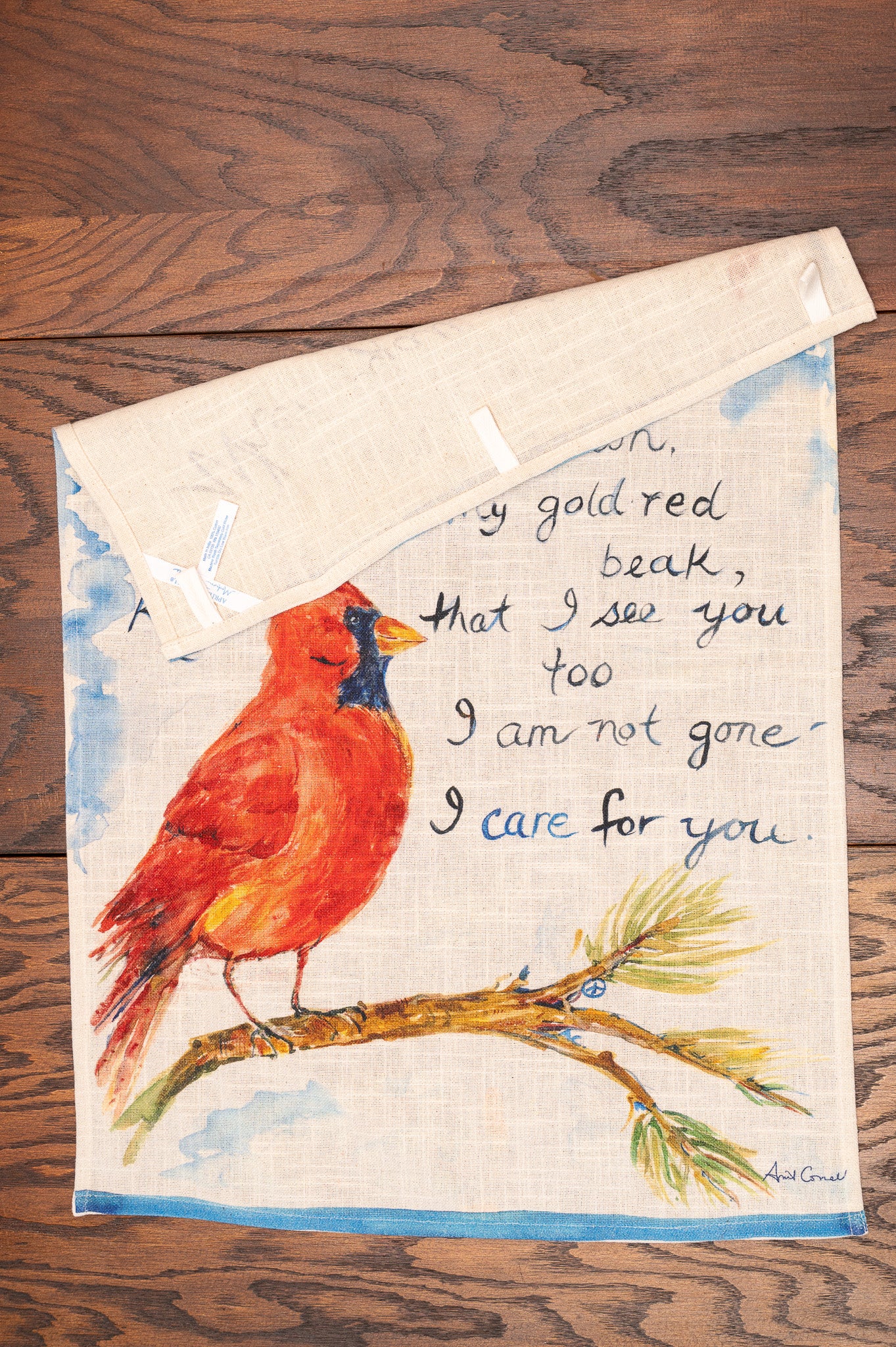 Cardinal Watercolor Tea Towel