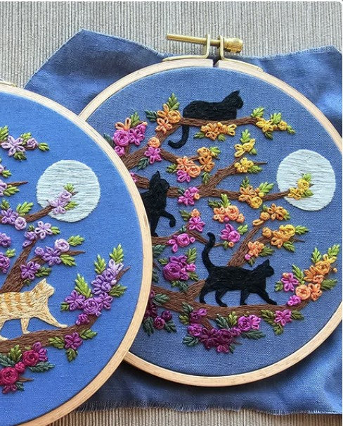 Full Moon Meow & Prowl Beginner's Hand Embroidery Kit